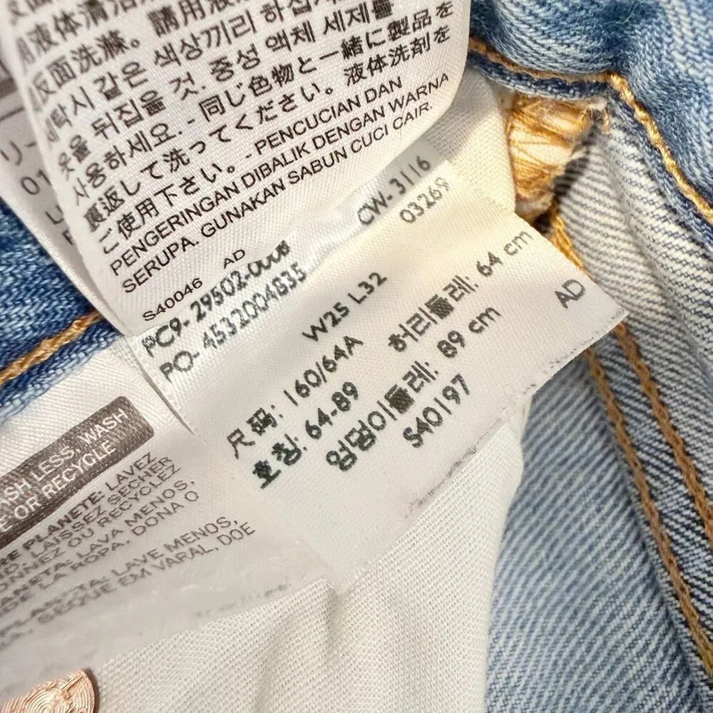 Levi’s 501 Shorts Denim Blue Retro Mid Rise 25” - Picture 4 of 8